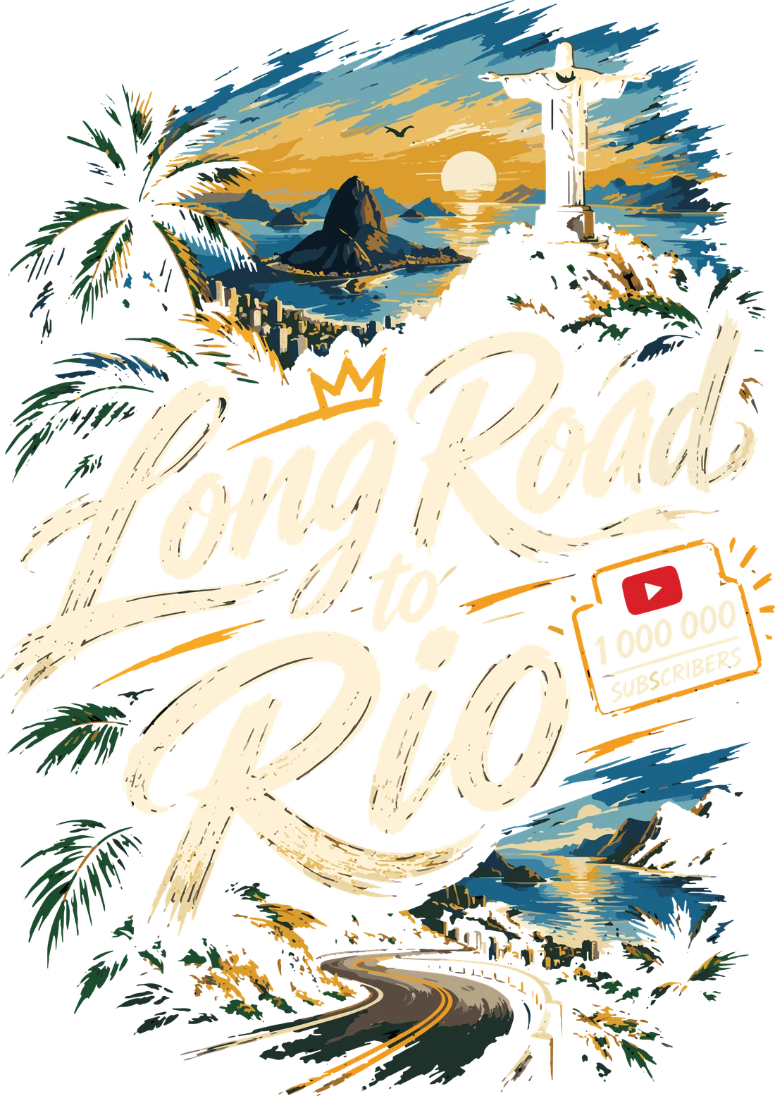Принт Long Road to Rio — 1 000 000 subscribers: Ріо-де-Жанейро, Христос-Спаситель і дорога вздовж океану